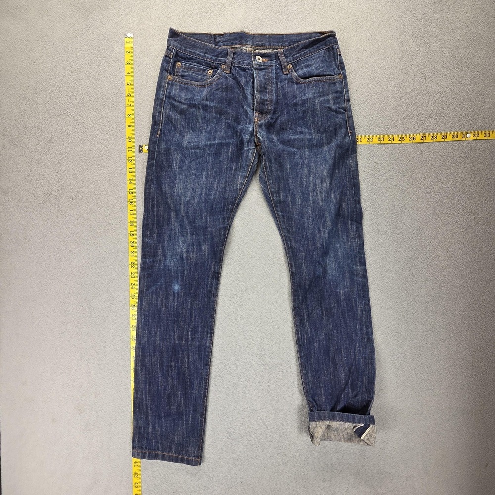 Duffie Jeans Mens 31x32 Blue Selvedge Slim Fit Button Fly Medium Wash